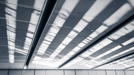 The interior of the home, sunlight shining through the bamboo blinds at the window