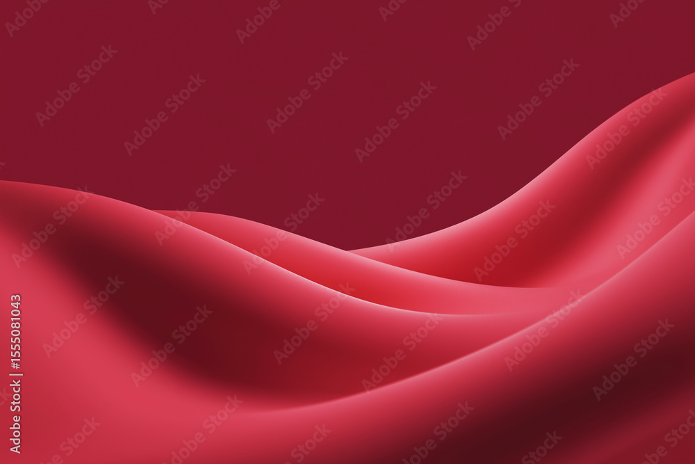 Aufkleber smooth red fabric waves in abstract minimalist design background