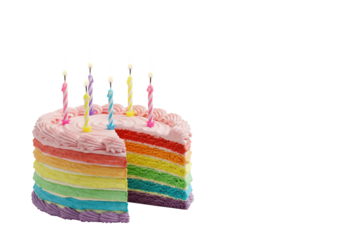 Isolated Colorful Rainbow Cake Candles Celebration