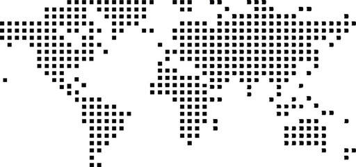 world map made of dots on a white background