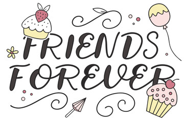 Charming hand drawn lettering design celebrating the joy of friendship and connection