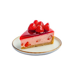 Delicious Strawberry Cheesecake Slice on a Plate