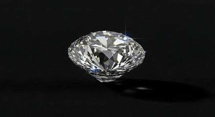 Round Cut Diamond with Starburst Light Effect, 
Diamond Stone Macro with Light Beams and Shadows.