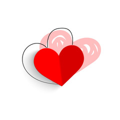 Continuous line drawing of a heart, black and white vector minimalist love concept illustration. Set.
