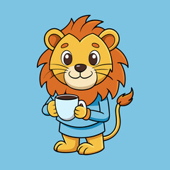 lion cartoon waving