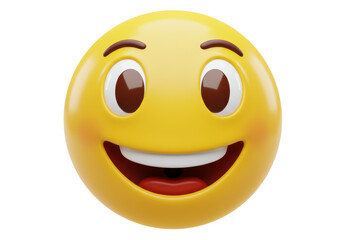 Fototapeta premium Isolated Cheerful Smiling Face Emoji with Big Smile