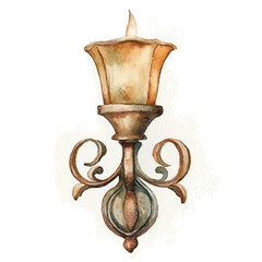 Wall Sconce, watercolor painting vector, isolated on a white background.