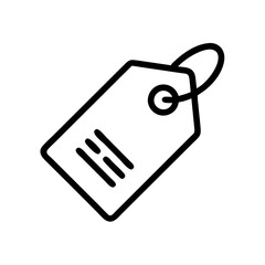 Black and White Price Tag Icon – Minimalist Outline Vector Label Symbol Representing Discount, Sale, Shopping Label, Ecommerce Product Tag, or Store Pricing for Online and Retail Use