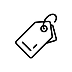 Black and White Price Tag Icon – Minimalist Outline Vector Label Symbol Representing Discount, Sale, Shopping Label, Ecommerce Product Tag, or Store Pricing for Online and Retail Use