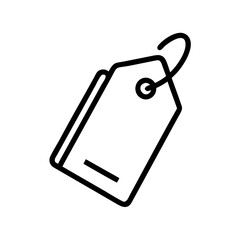 Black and White Price Tag Icon – Minimalist Outline Vector Label Symbol Representing Discount, Sale, Shopping Label, Ecommerce Product Tag, or Store Pricing for Online and Retail Use