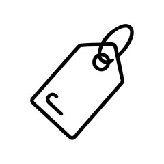 Black and White Price Tag Icon – Minimalist Outline Vector Label Symbol Representing Discount, Sale, Shopping Label, Ecommerce Product Tag, or Store Pricing for Online and Retail Use