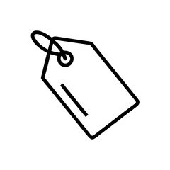 Black and White Price Tag Icon – Minimalist Outline Vector Label Symbol Representing Discount, Sale, Shopping Label, Ecommerce Product Tag, or Store Pricing for Online and Retail Use