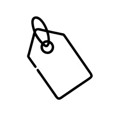 Black and White Price Tag Icon – Minimalist Outline Vector Label Symbol Representing Discount, Sale, Shopping Label, Ecommerce Product Tag, or Store Pricing for Online and Retail Use