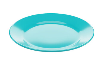Isolated Empty Light Blue Ceramic Plate