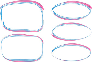 light blue pink decorative abstract outline frames set