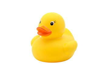 Yellow rubber duck isolated on white or transparent background. PNG