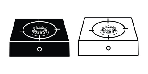 Gas stove Icon vector design. Silhouette of gas oven and gas stove vector symbol. Vector illustration.