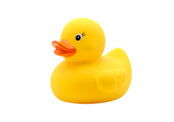 Yellow rubber duck isolated on white or transparent background. PNG