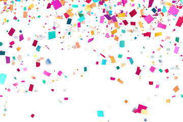 Colorful multicolored paper confetti scattered on a transparent background for festive celebrations and joyful events in a vibrant atmosphere