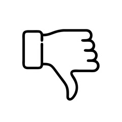 Black and White Thumbs Down Icon – Minimalist Outline Vector Symbol for Dislike, Negative Feedback, Downvote, Rejection, or Unfavorable Opinion in Social Media, Reviews, and Online Interactions"