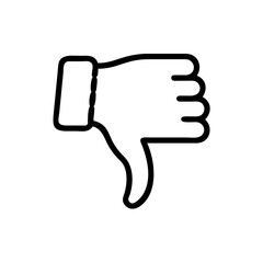 Black and White Thumbs Down Icon – Minimalist Outline Vector Symbol for Dislike, Negative Feedback, Downvote, Rejection, or Unfavorable Opinion in Social Media, Reviews, and Online Interactions"