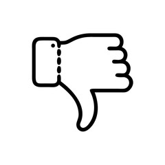Black and White Thumbs Down Icon – Minimalist Outline Vector Symbol for Dislike, Negative Feedback, Downvote, Rejection, or Unfavorable Opinion in Social Media, Reviews, and Online Interactions"
