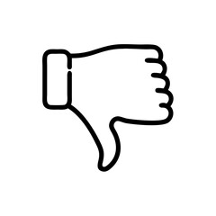 Black and White Thumbs Down Icon – Minimalist Outline Vector Symbol for Dislike, Negative Feedback, Downvote, Rejection, or Unfavorable Opinion in Social Media, Reviews, and Online Interactions"
