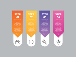 infographic vector illustration with 4 steps, infographic template design. Can be used for process diagrams, presentations, workflows.