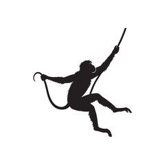 monkey swinging vector silhouette clip art logo design illustration