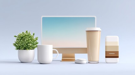Clean Tech Station with Matte Monitor and Minimalist Accessories