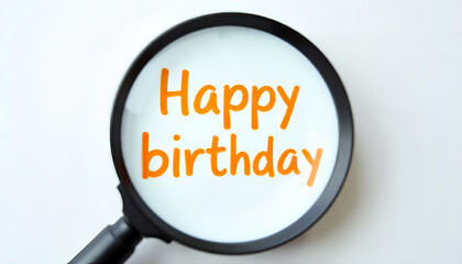 "Happy Birthday" in bold orange text on a white background, festive and simple.