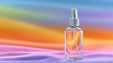 Clear Spray Bottle on Colorful Fabric
