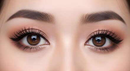Fototapeta premium 女性の目元のクローズアップ、ビューティーメイクアップとアイラッシュ