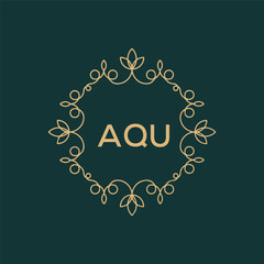 Letter AQU Logo Icon Design
