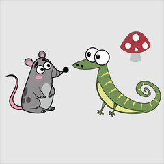 Happy New Year snake cartoon animal set with funny wildlife characters and