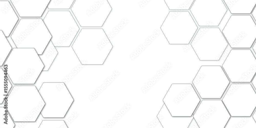Aufkleber abstract geometric white honeycomb hexagon 3d effect pattern with shadow seamless texture background