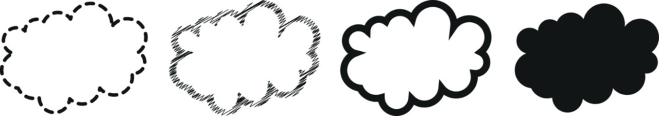 Whimsical Cloud Vector Icons – Artistic and Geometric Cloud Shapes Ideal for App Interfaces, Websites, and Print Design