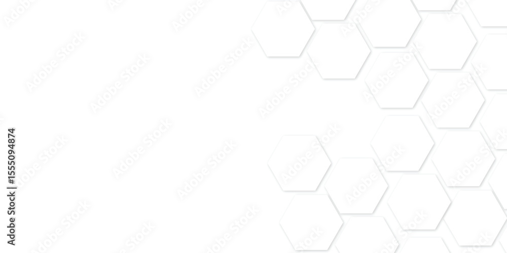 Poster abstract geometric white honeycomb hexagon 3d effect pattern with shadow seamless texture background