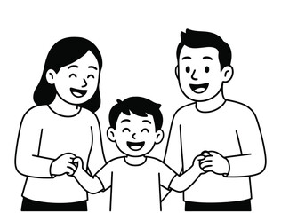 Happy Family Holding Hands Illustration