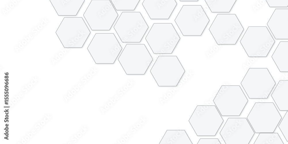 Aufkleber abstract geometric white honeycomb hexagon 3d effect pattern with shadow seamless texture background