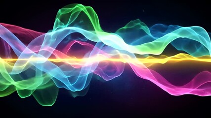 Abstract DNA strand animation with vibrant color waves for scientific or medical presentations - Powered by Adobe