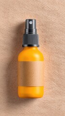 Yellow Spray Bottle on Sandy Beach Background