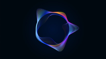 Abstract glowing circular soundwave with vibrant colors on a dark background, audio visualization and modern technology.