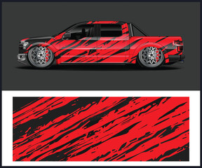 Red and Black Graphic Vinyl Wrap Design for Truck