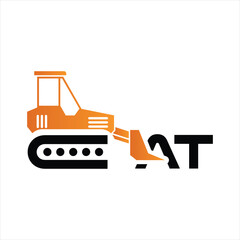 Unique Machinery Brand Icon Featuring a Bulldozer and Bold Lettering, Representing Heavy Equipment and Construction Industries, Modern Logo Design with a Distinctive Visual Identity
