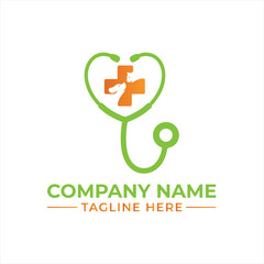 Veterinary Clinic Logo with Stethoscope and Pet Health Symbol for Companion Animals Well being Veterinary Services Protecting Animal Health Creating Trust Modern Logo Design