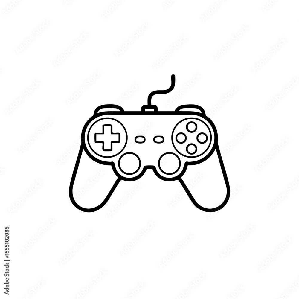 Poster classic video game controller with buttons and joystick isolated on transparent background