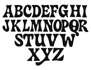 Black Retro Uppercase Alphabet Vector - Funky Groovy Typeface