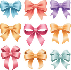set of colorful bows Collection of Colorful Realistic Bows