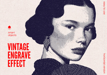Vintage Engraving Photo Effect Mockup